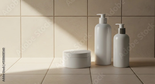 Obraz Bathroom Bottles on Shelf