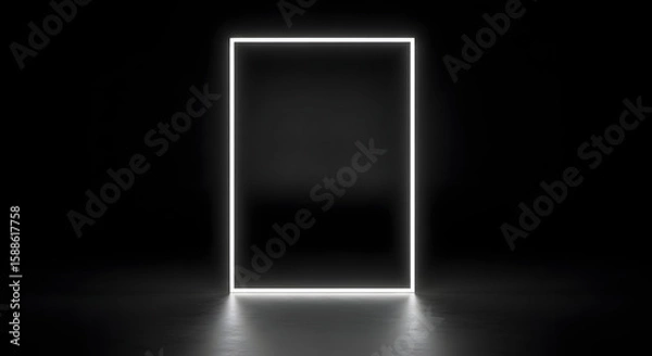 Obraz Minimal Black Background with Glowing Frame