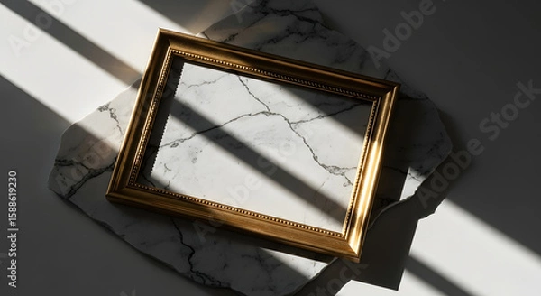 Obraz Golden frame casting shadow on clean background