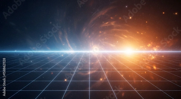 Fototapeta Split-screen sci-fi glow horizon