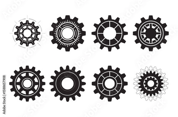 Fototapeta Black gears mechanical components cogs