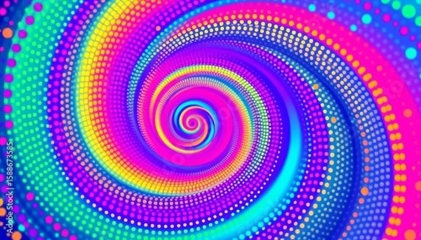 Obraz Abstract swirling spiral dot pattern background, vibrant colors, dynamic design, background design, dots