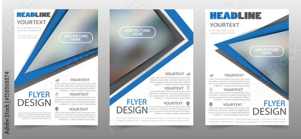 Fototapeta Set of three business brochure flyer design template. Can be use for publishing, print and presentation. Vector. Eps 10