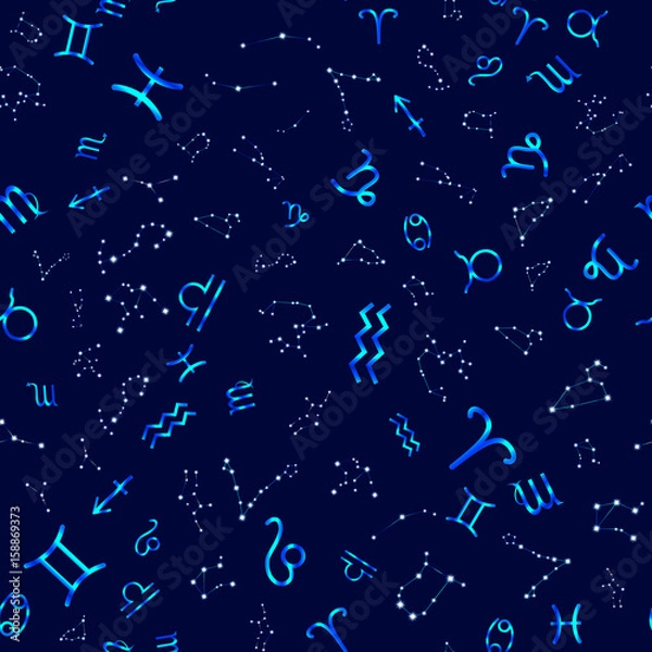 Obraz Seamless pattern with zodiac signs