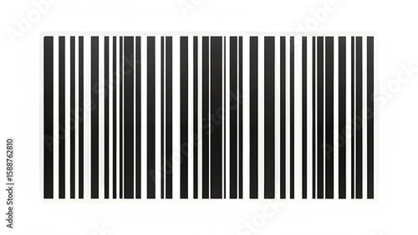 Fototapeta Black and White Barcode Icon with Irregular Border Against White Background isolated on a transparent background