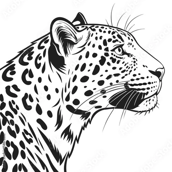 Fototapeta Closeup profile of a leopards face with distinctive spots