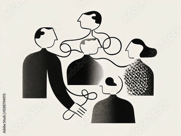 Fototapeta enhance your space with our flat style user group icon: a perfect poster for social media community, communication, and connection in urban interiors!