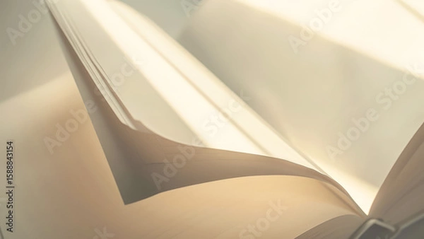 Fototapeta Abstract close-up of turning book pages in sunlight