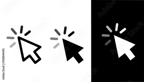 Fototapeta Click icon set. Pointer arrow icon. Cursor icon vector, click icon is loading. target is being processed.
