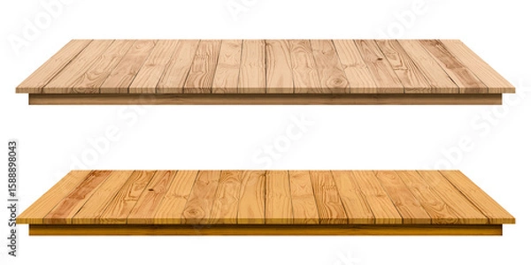 Fototapeta Empty perspective brown wooden board mock up display as counter bar or shelf on transparent background. Procress for PNG file.
