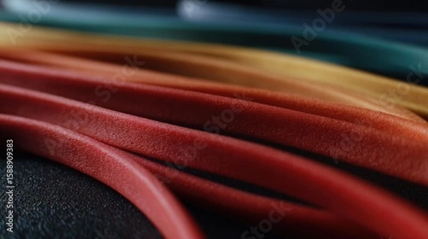 Obraz Close-up of a group of colorful ribbons. the ribbons are arranged in a way that they are overlapping each other, creating a sense of depth and dimension.