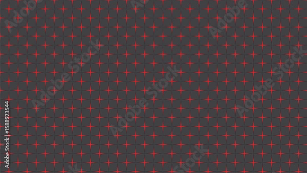 Fototapeta Seamless red starburst geometric pattern on dark background. Ideal for digital designs, futuristic themes, wallpapers, packaging, and bold modern graphics.