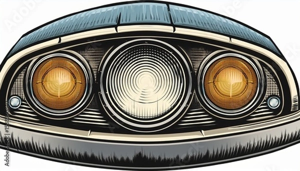 Obraz round car headlight and turn indicator vintage vector