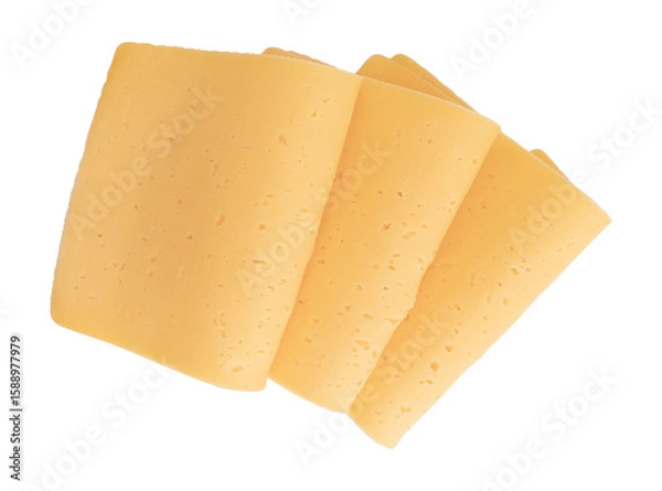 Obraz sliced cheese isolated on white background, top view