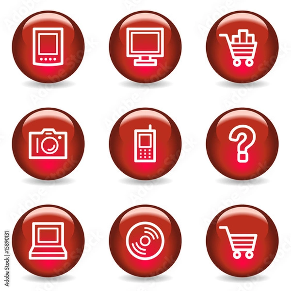 Obraz Electronics web icons, red glossy series
