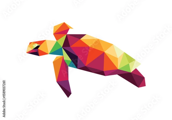 Fototapeta Turtle in colorful Polygon. Turtle Lowpoly abstract Vector. Turtle colorful logo Illustration.