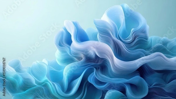 Obraz Abstract blue wave form, flowing lines, elegant design.