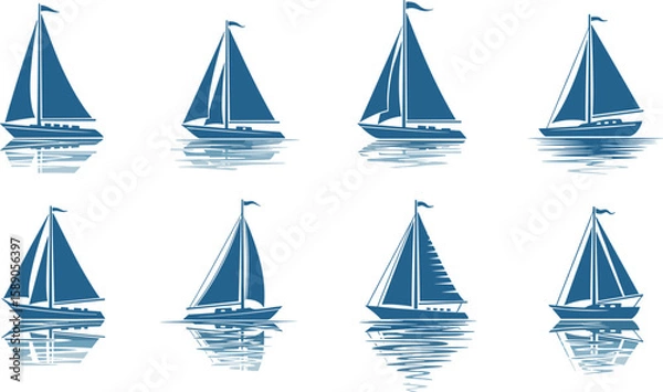 Obraz 
Sailing boat blue icons