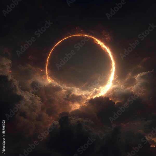 Obraz 3d isolated ring in pink, neaon light, in cloudy background, rendering, frame, neon, presentation, background