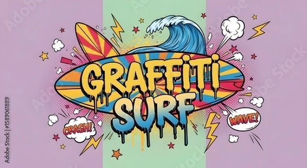 Fototapeta Vivid Pop Art Graffiti Surf Composition
