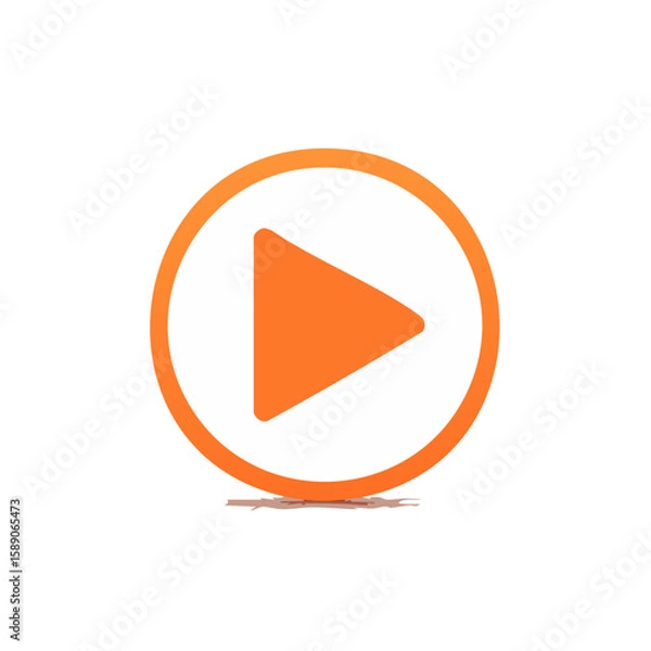 Obraz Orange play button icon graphic design element on black background for starting media playback or motion