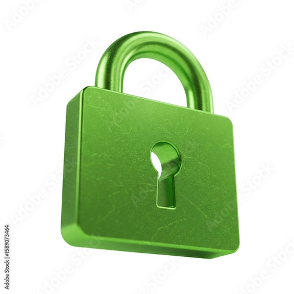 Fototapeta 3d green lock in transparent background
