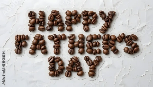 Obraz Coffee beans arranged to spell "Happy Father's Day