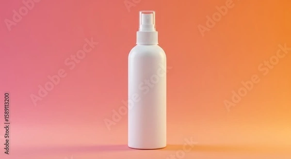 Obraz Elegant White Spray Bottle on Gradient Pink to Orange Background Minimalist Style