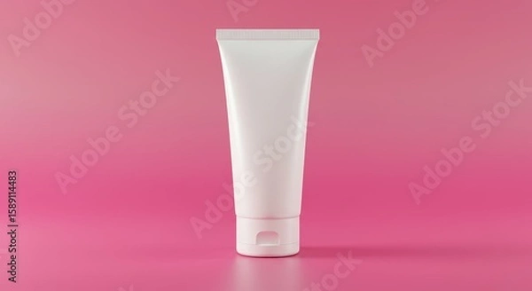 Obraz White cosmetic tube mockup presented against a soft pink gradient backdrop