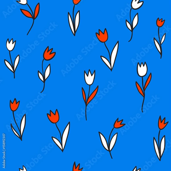Fototapeta Seamless pattern with tulips