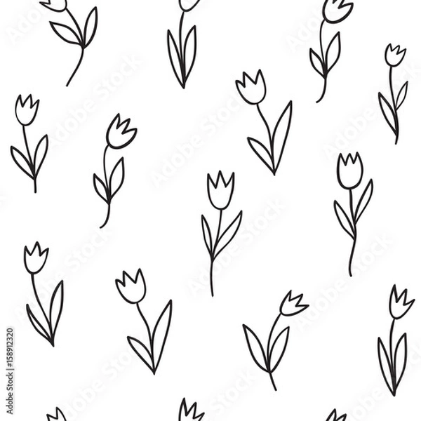 Fototapeta Seamless pattern with tulips