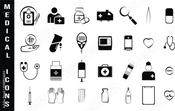 Obraz Set of Medical Icons illustration, Icon Symbol, Vector