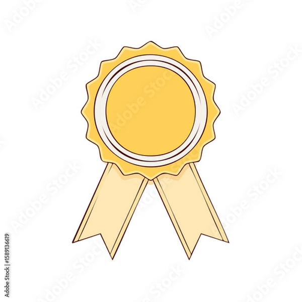 Fototapeta Gold Award Rosette with Ribbon Isolated on Black Background - Vector Illustration