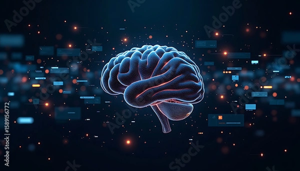 Obraz Human Brain Illustration on Abstract Background
