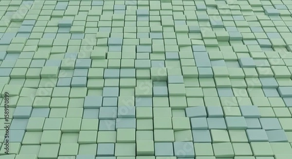 Obraz An abstract background with a pattern of green and blue cubes