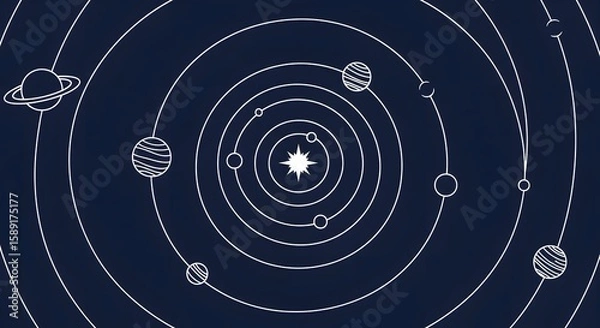 Obraz Illustration of solar system with planets and star in center