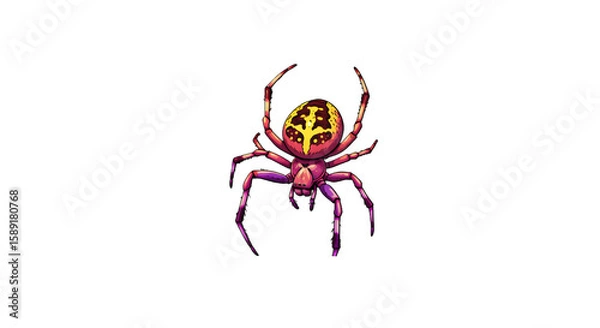 Obraz Colorful Cartoon Spider Illustration on Black Background png, isolated on tranparent background