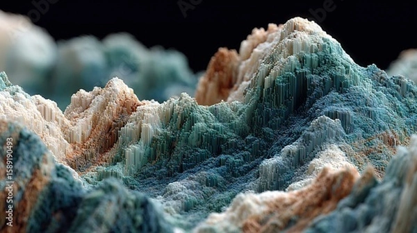 Obraz Detailed close-up view of textured mountainous terrain.