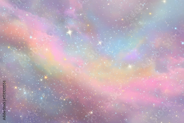 Obraz Abstract starlight and pink and purple clouds stardust, blink, background, presentation, star, concept, magazine, powerpoint, website, marketing,	