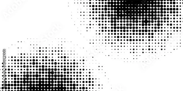 Fototapeta Halftone gradient. Dotted gradient, smooth dots spraying and halftones dot background seamless horizontal geometric pattern vector template set. modern vector ilustration