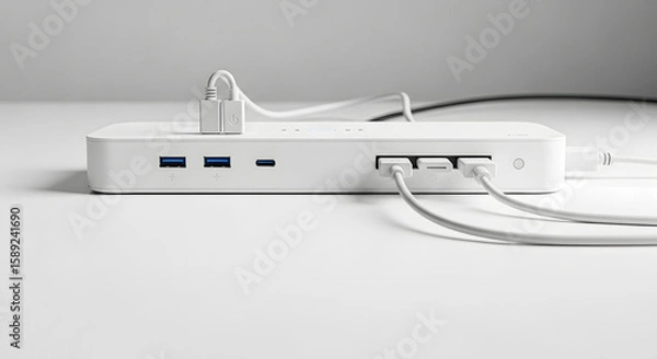 Fototapeta Modern USB Hub With Multiple Connected Cables
