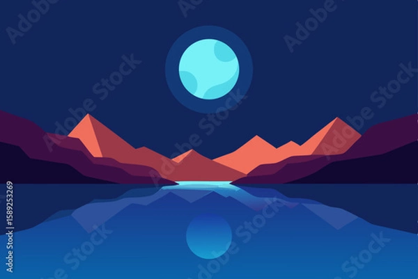 Obraz moonrise over a reflective desert lake 