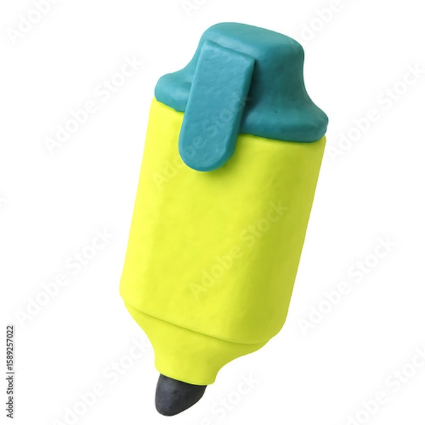 Fototapeta Bright yellow-green highlighter pen ideal for note-taking and highlighting text in educational and office settings.