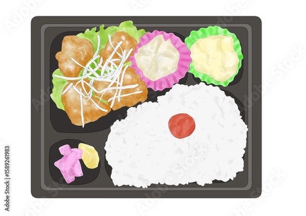 Obraz テイクアウトの鶏の唐揚げ弁当