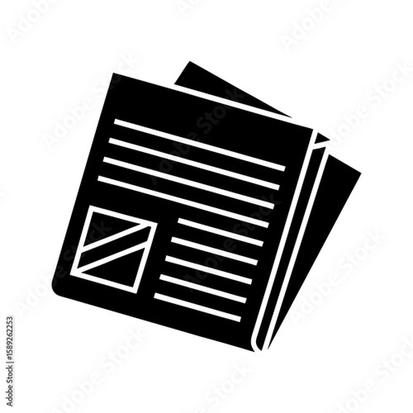 Obraz Stack of newspapers with visible headlines and images, modern news icon vector illustration