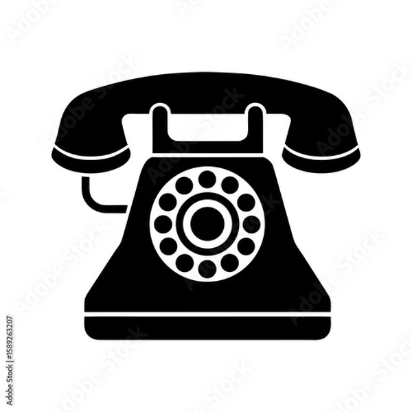 Obraz Antique rotary dial telephone icon, traditional communication tool vector illustration 
