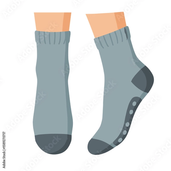 Fototapeta Non-slip socks for elderly people in flat vector on transparent background.