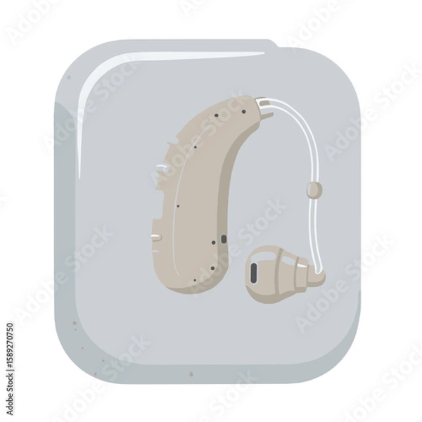Fototapeta Image of hearing aid in silicone shockproof case. Flat vector style on transparent background.