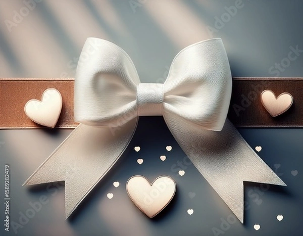 Fototapeta charming white ribbon with heart shaped accents perfect for gift