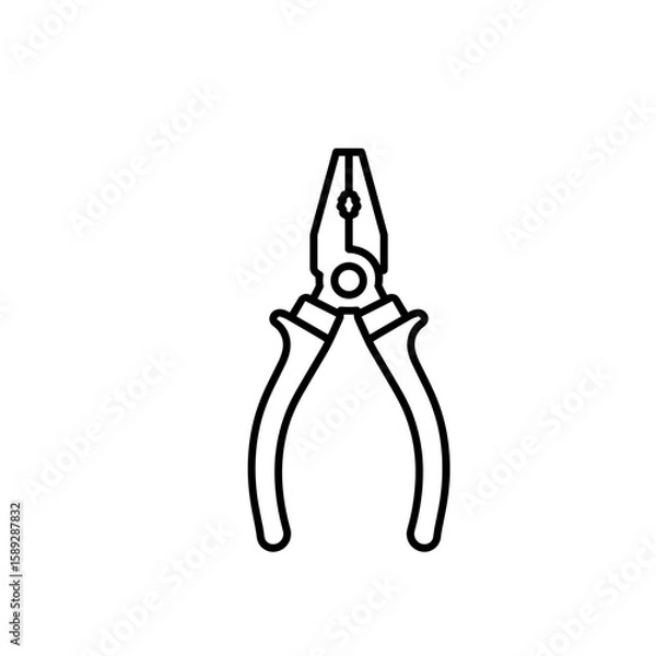 Fototapeta Pliers tool with ergonomic handles in minimalist line art design  
